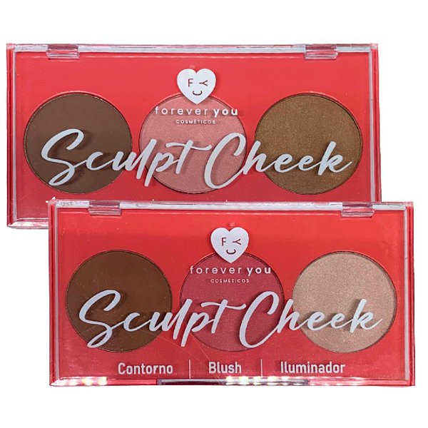 Trio Contorno, Blush e Iluminador Sculpt Cheek Forever You FY013 - Kit c/ 02 unid