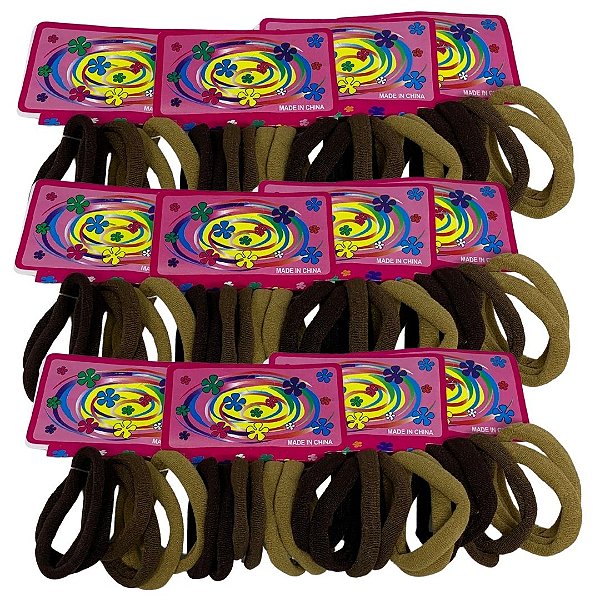 Kit com 06 Elástico de Cabelo Rabicó - Pcte c/ 12 unid