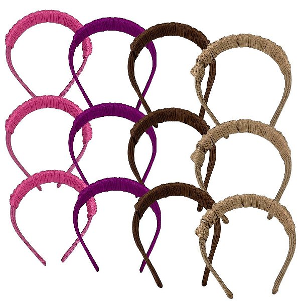 Tiara Trança Colorida - Pcte c/ 12 unid