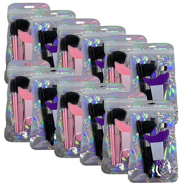 Kit com 08 Mini Pincel para Maquiagem - Pcte c/ 12 unid