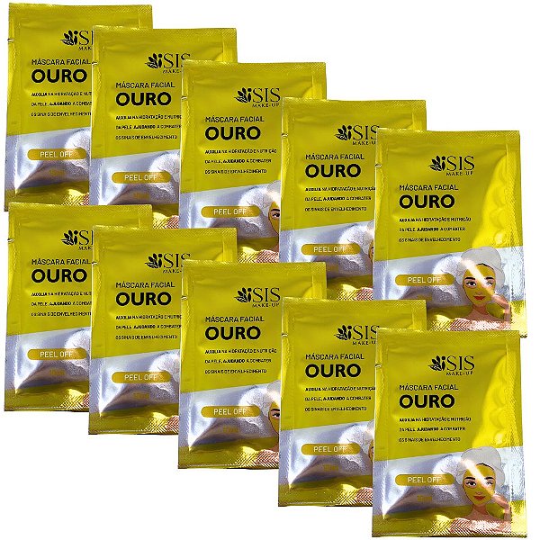 Máscara Peel Off Facial Ouro Isis Make-Up IS1083 - Kit c/ 10 unid