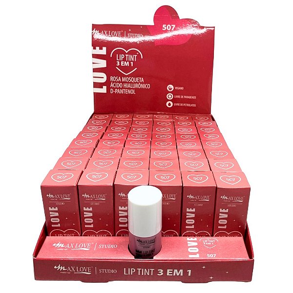 Lip Tint 3 em 1 Cor 507 Max Love - Box c/ 48 unid