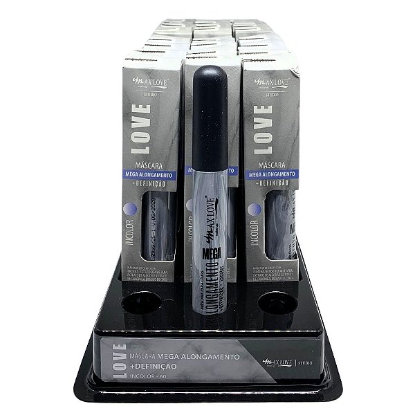 Máscara para Cílios Love Incolor Mega Alongamento + Definição N° 60 Max Love - Box c/ 24 unid
