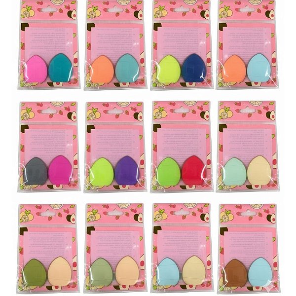 Kit com 02 Mini Esponja para Pó - Pcte c/ 12 unid