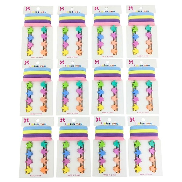 Kit Infantil Mini Presilha + Rabico De Cabelo - Pcte c/ 12 unid