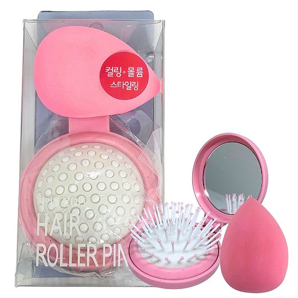 Kit com 01 Escova com Espelho e 01 Esponja