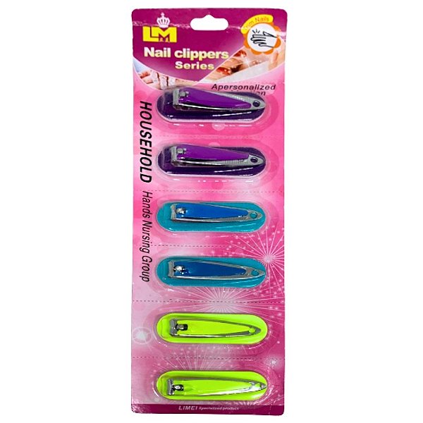 Kit Cortador de Unha e Lixa Colorida DKY-5 - Cartela c/ 06 unid