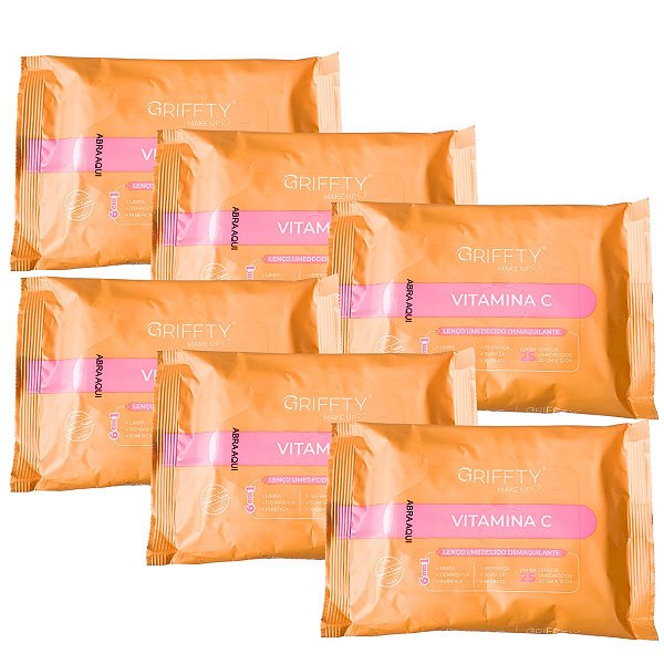 Lenço Demaquilante Vitamina C Griffty Makeup LD30 - Kit c/ 06 unid