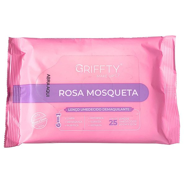 Lenço Demaquilante Rosa Mosqueta Griffty Makeup LD20
