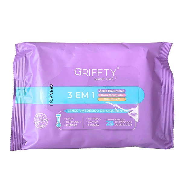 Lenço Demaquilante 3 em 1 Griffty Makeup LD60