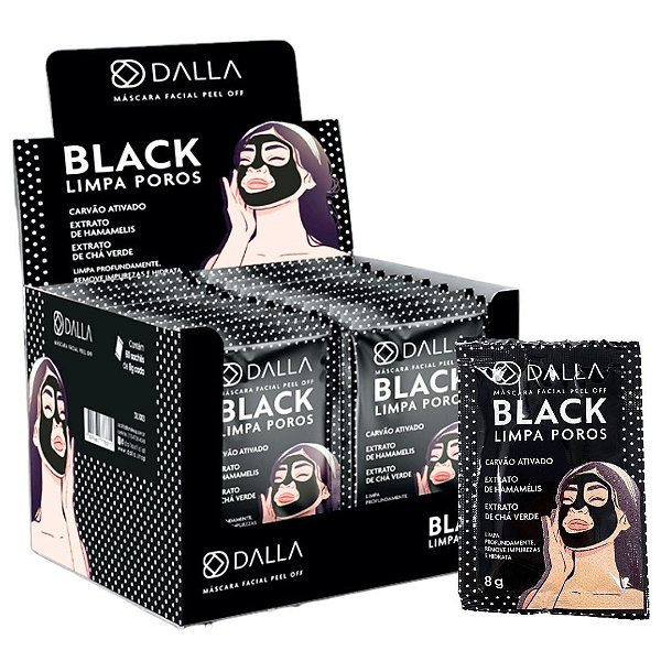 Máscara Facial Black Limpa Poros Peel Off Dalla DL1003 - Box c/ 60 unid