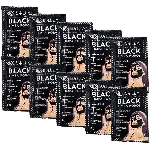 Máscara Facial Black Limpa Poros Peel Off Dalla DL1003 - Kit c/ 10 unid