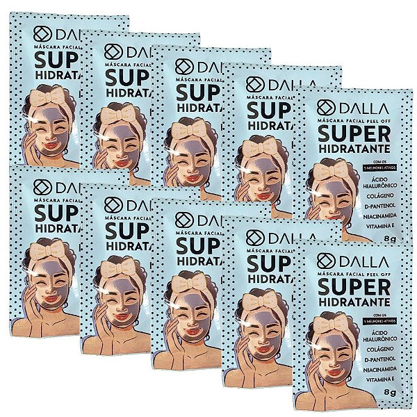 Máscara Facial Super Hidratante Peel Off Dalla DL1004 - Kit c/ 10 unid