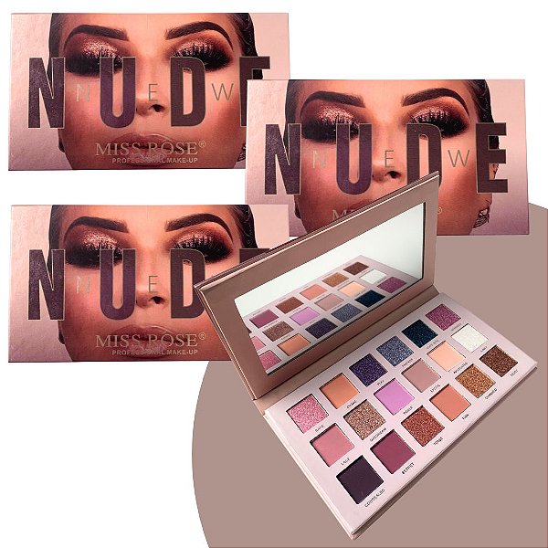 Paleta de Sombras Nude New Miss Rôse 7001-002B1 - Kit c/ 03 unid