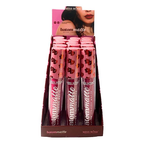 Batom Líquido Matte Miss Rôse MR044/C - Box c/ 15 unid
