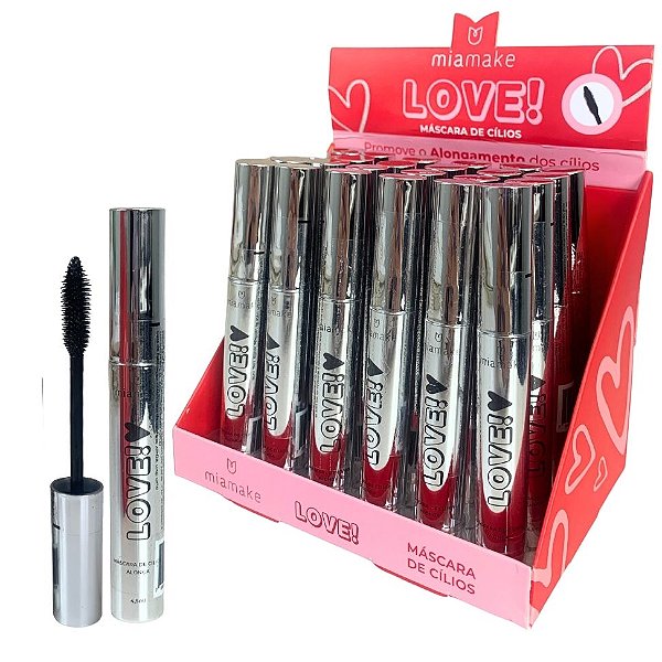 Máscara de Cílios Love! Alongamento Mia Make 366 - Box c/ 24 unid