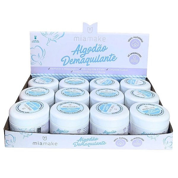 Algodão Demaquilante Mia Make 576 - Box c/ 12 unid