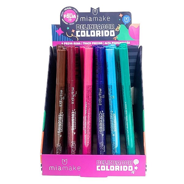 Delineador Colorido Mia Make 572 - Box c/ 24 unid