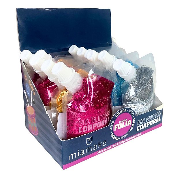 Gel Glitter Corporal Coleção Folia Mia Make 569 - Box c/ 12 unid