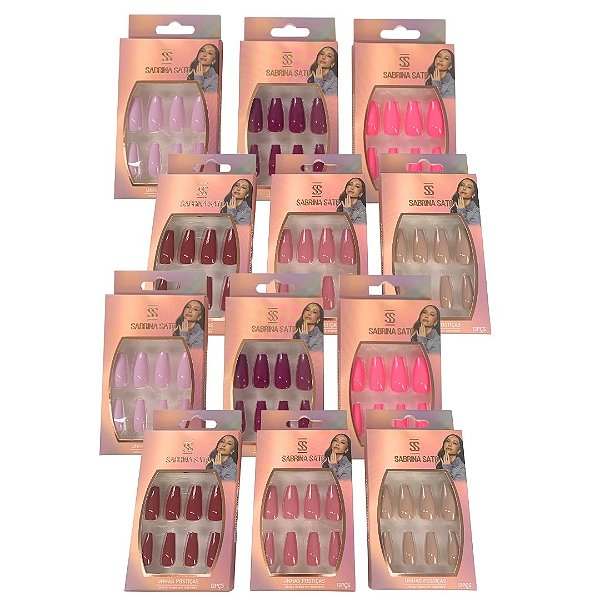 Unhas Postiças Autocolantes Sabrina Sato SP1188 - Pcte c/ 12 unid