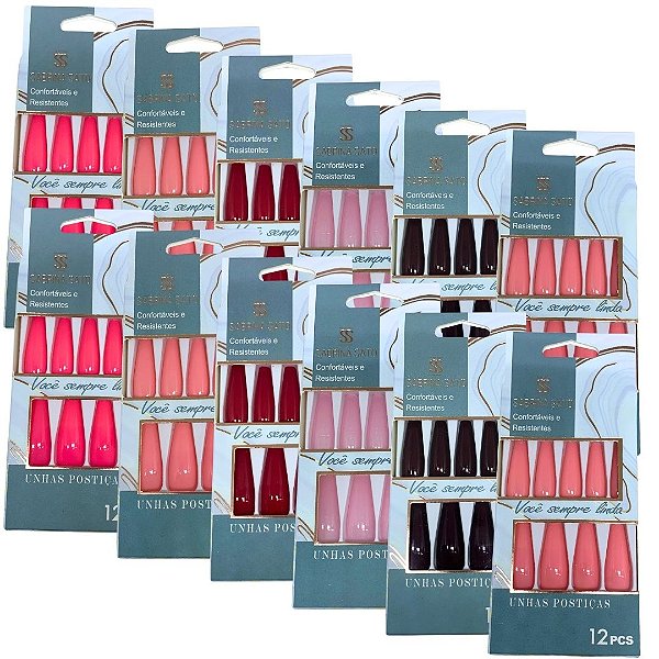 Unhas Postiças Autocolantes Sabrina Sato SP1210 - Pcte c/ 12 unid