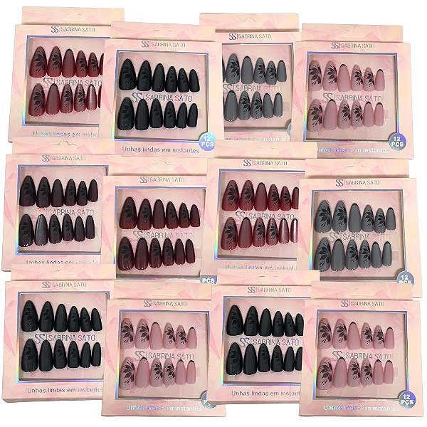 Unhas Postiças Autocolantes Sabrina Sato SP1279 - Pcte c/ 12 unid