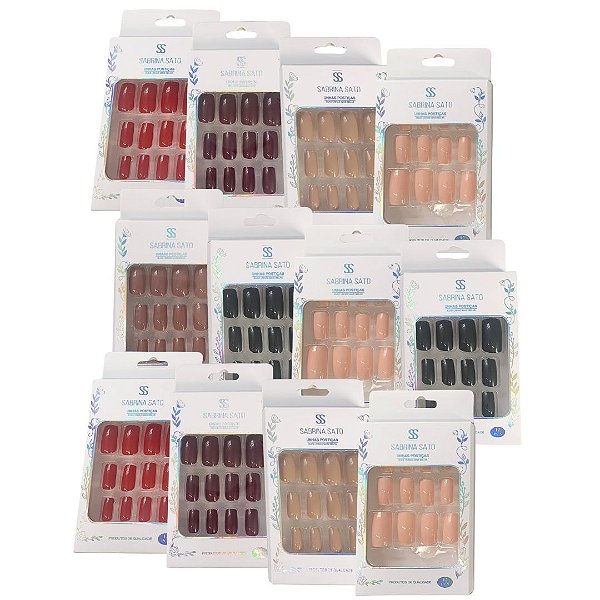 Unhas Postiças Autocolantes Sabrina Sato SP1293 - Pcte c/ 12 unid