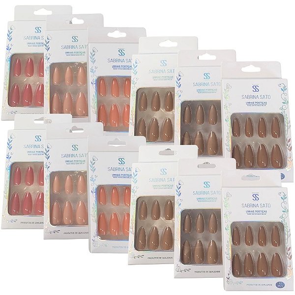 Unhas Postiças Autocolantes Sabrina Sato SP1300 - Pcte c/ 12 unid