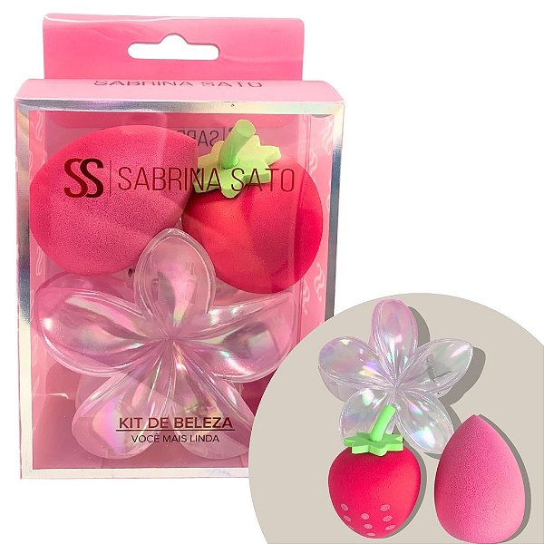 Kit com 02 Esponja de Maquiagem e 01 Presilha Flor Sabrina Sato SP2123