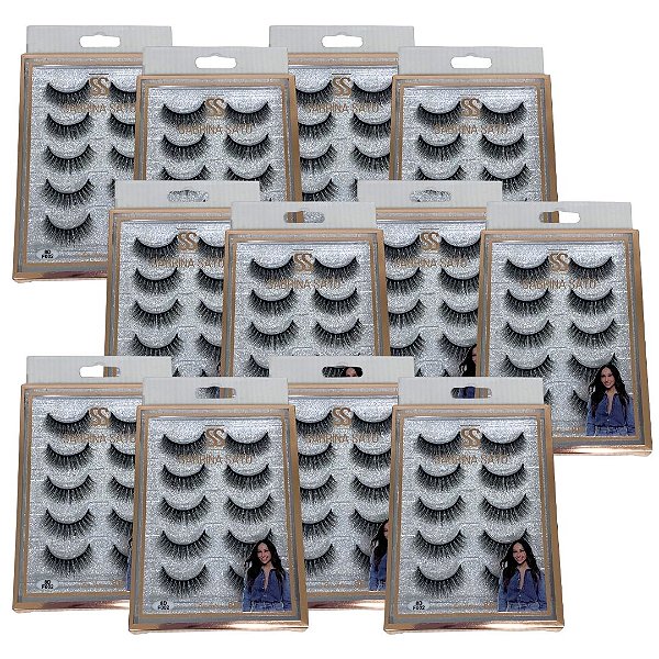 Cílios Postiços 8D F002 com 05 Pares Sabrina Sato SP3133 - Box c/ 12 unid