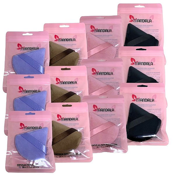 Esponjas para Pó Triangular Mandala MM105 - Pcte c/ 12 unid