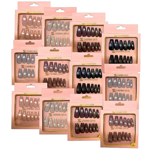 Unhas Postiças Autocolantes Sabrina Sato SP1428 - Pcte c/ 12 unid
