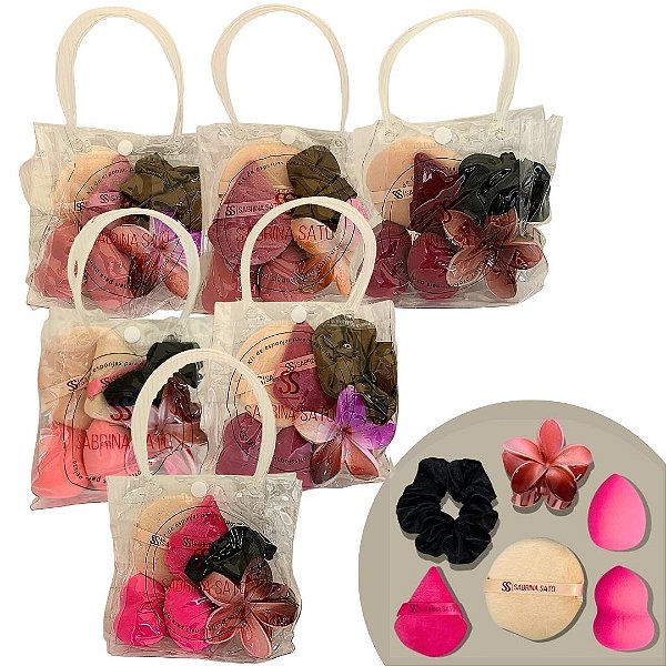 Kit Bolsinha de Acessório de Cabelo e Esponja de Maquiagem Sabrina Sato SP2146 - Kit c/ 06 unid