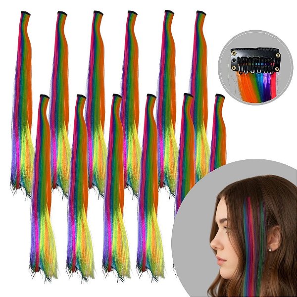 Aplique de Cabelo Colorido Tic Tac - Pcte c/ 12 unid