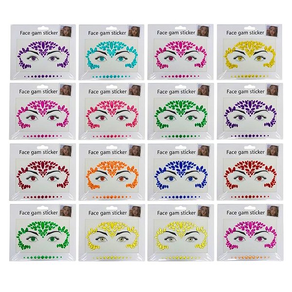 Adesivo Joia Strass Face Gam Sticker MEY24923-TZ / YJ0587 - Pcte c/ 12 unid