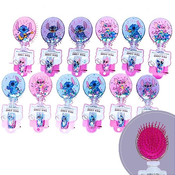 Escova de Cabelo Lilo Stitch - Pcte c/ 12 unid