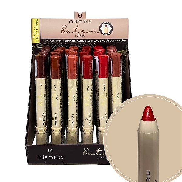 Batom Lápis Luz & Sombra Mia Make 537 - Box c/ 24 unid