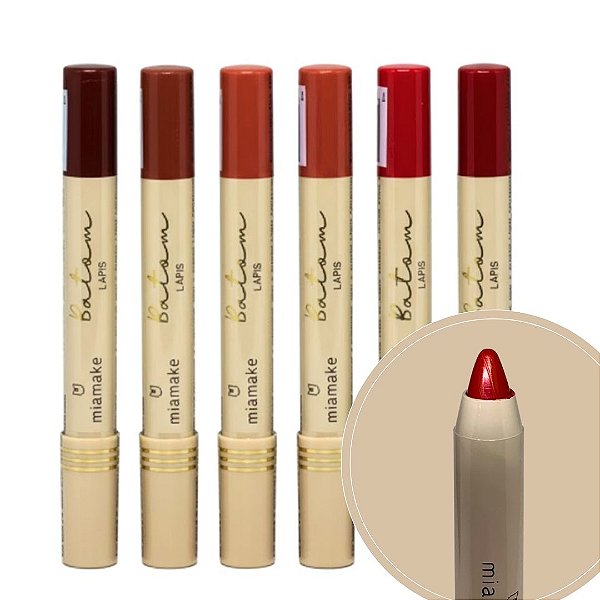 Batom Lápis Luz & Sombra Mia Make 537 - Kit c/ 06 unid