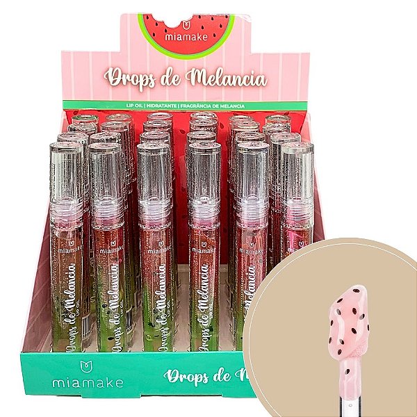 Lip Oil Drops de Melancia Mia Make 586 - Box c/ 24 unid