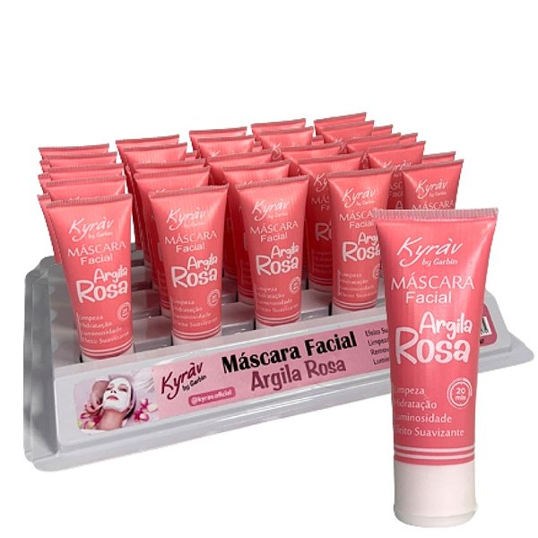 Máscara Facial Pocket Argila Rosa 30g Kyráv 797 - Box c/ 20 unid