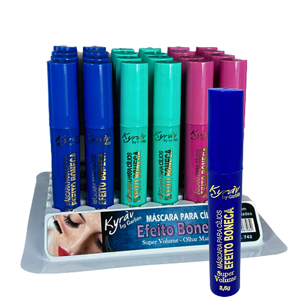 Máscara de Cílios Efeito Boneca Super Volume 3,5g Kyráv 742 - Box c/ 24 unid