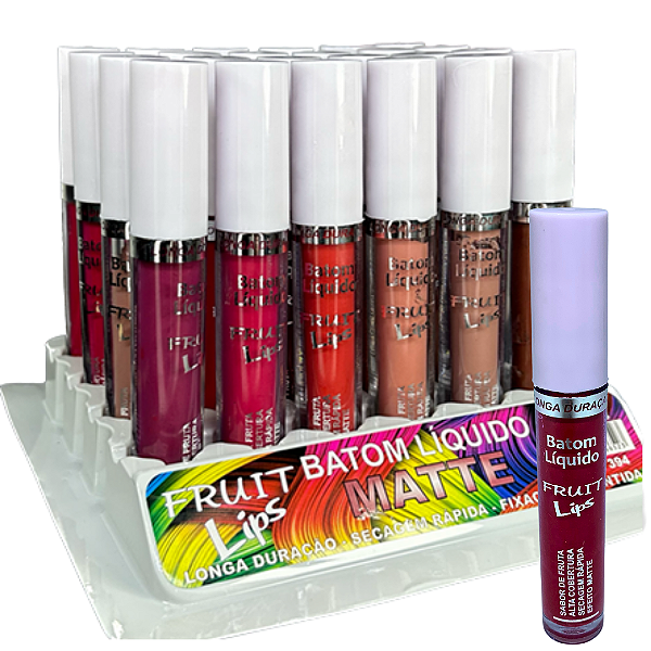 Batom Líquido Matte Fruit Lips 4g Kyráv 394 - Box c/ 24 unid