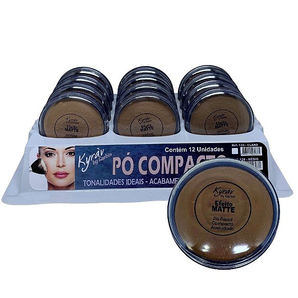 Pó Compacto Matte Cores Escuras 10g Kyráv 139 - Box c/ 12 unid