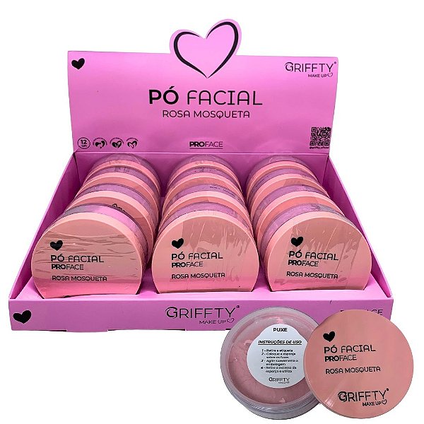 Pó Facial Rosa Mosqueta Cor 04 Griffty GF-B3040 - Box c/ 12 unid