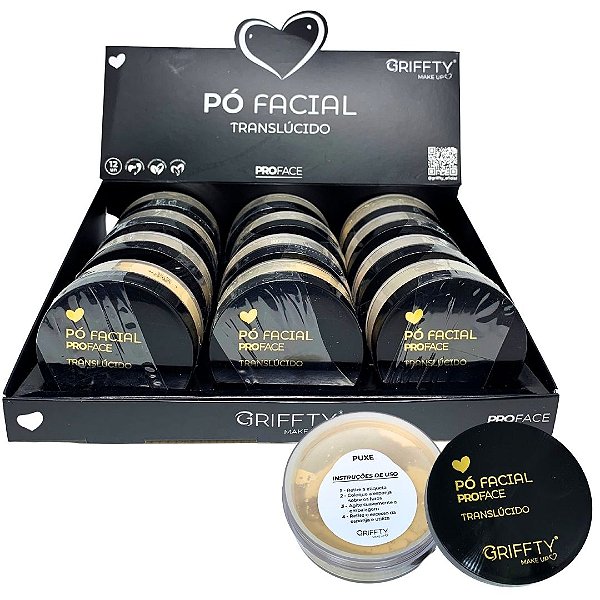 Pó Facial Translúcido Cor 02 Griffty GF-B3030-2 - Box c/ 12 unid