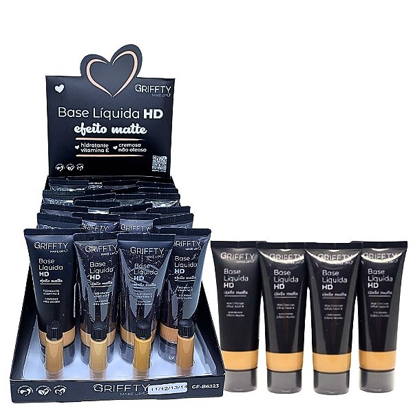 Base Líquida HD Efeito Matte Griffty GF-B6323 - Box c/ 24 unid