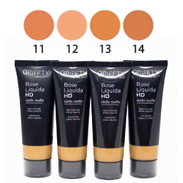Base Líquida HD Efeito Matte Griffty GF-B6323 - Kit c/ 04 unid