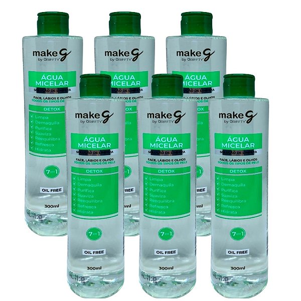 Água Micelar Detox 7 em 01 Oil Free Griffty - Kit c/ 06 unid