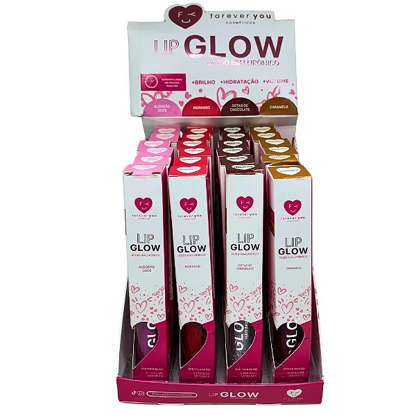 Lip Glow Ácido Hialurônico Forever You FY009 - Box c/ 24 unid