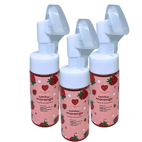 Mousse de Limpeza Facial Sundae de Morango Forever You - Kit c/ 03 unid